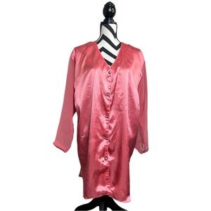 Vintage Victoria’s Secret Gold Label Sz M/L Sheer Sleeves Satin Night Gown Shirt